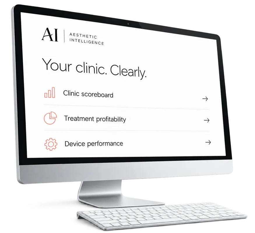 Desktop monitor with clinic performance and revenue tools